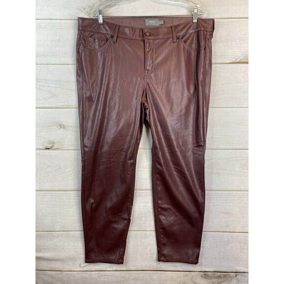 Torrid Feel the Fit Faux Leather Pants Womens 18 Burgundy Soft High Rise Pocket - Picture 1 of 11